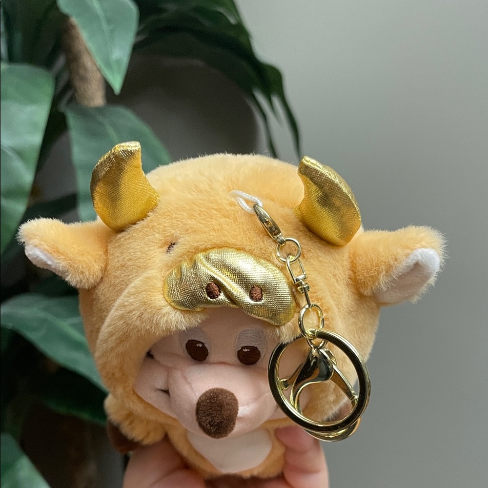 New 2021 Mickey Animal Dress Up Plush Bull Taurus Keychain Keyring Bag Plushie - Picture 4 of 8